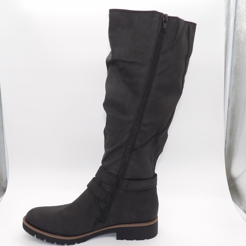 Sun + Stone Womens Brinley Faux Leather Knee-High Boots Black